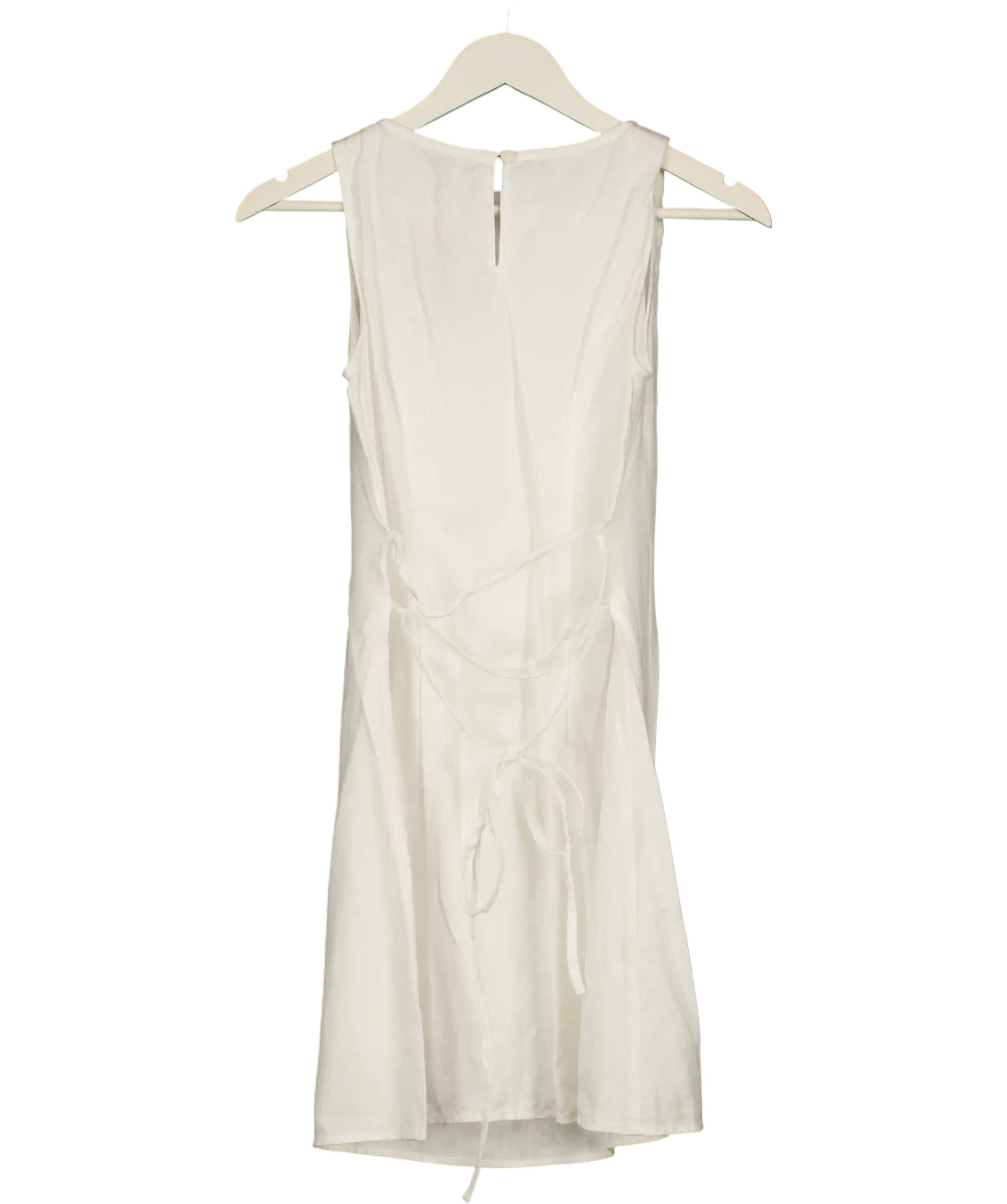 Andrea Tang White Draw String Summer Dress UK S