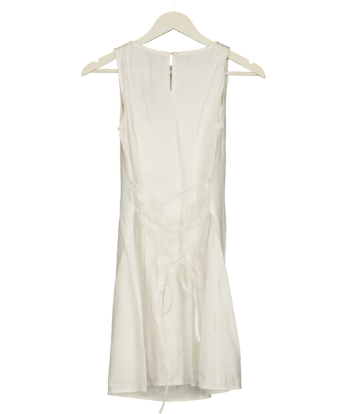 Andrea Tang White Draw String Summer Dress UK S