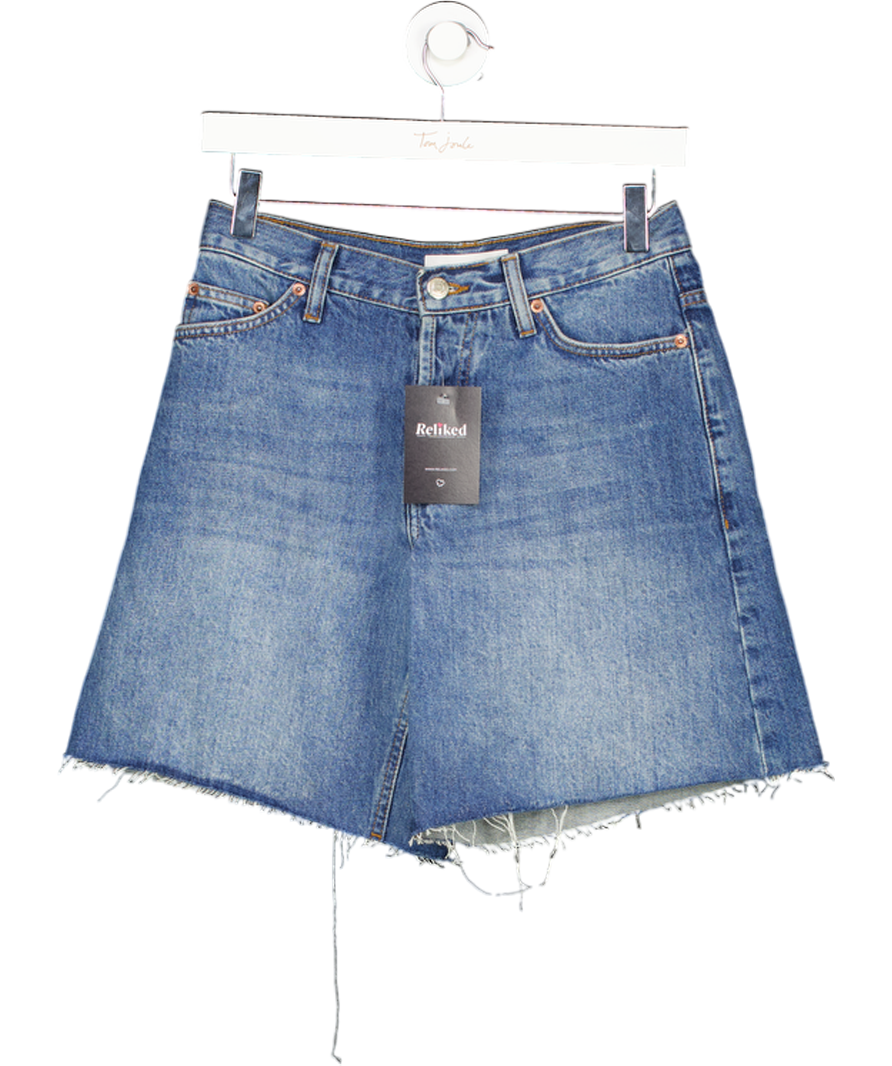Topshop Blue High Waisted Denim Shorts UK 6