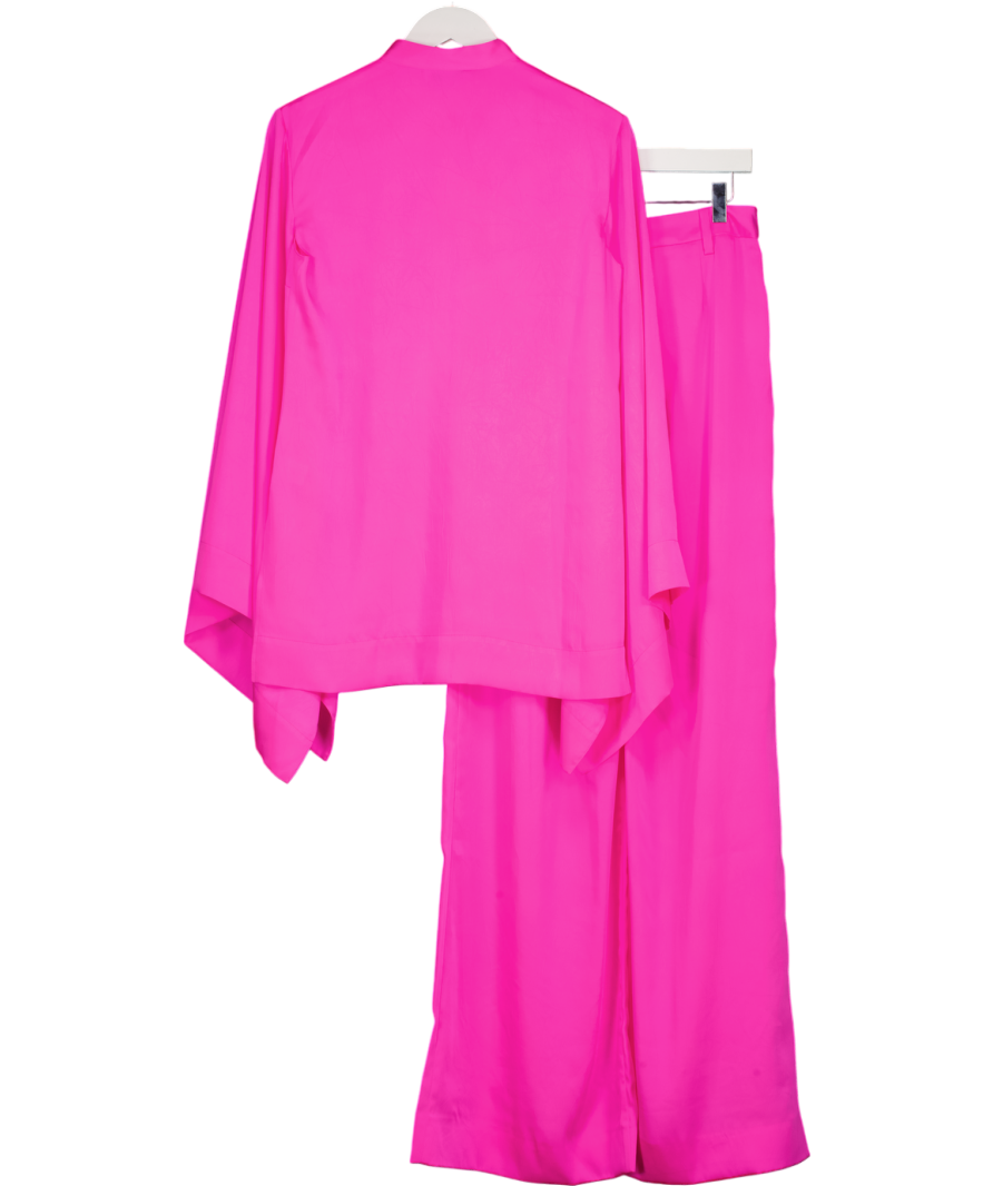 Serena Bute 2-piece Kimonon Sleeve Shirt And Wide Leg Trouser Set - Shocking Pink UK 8