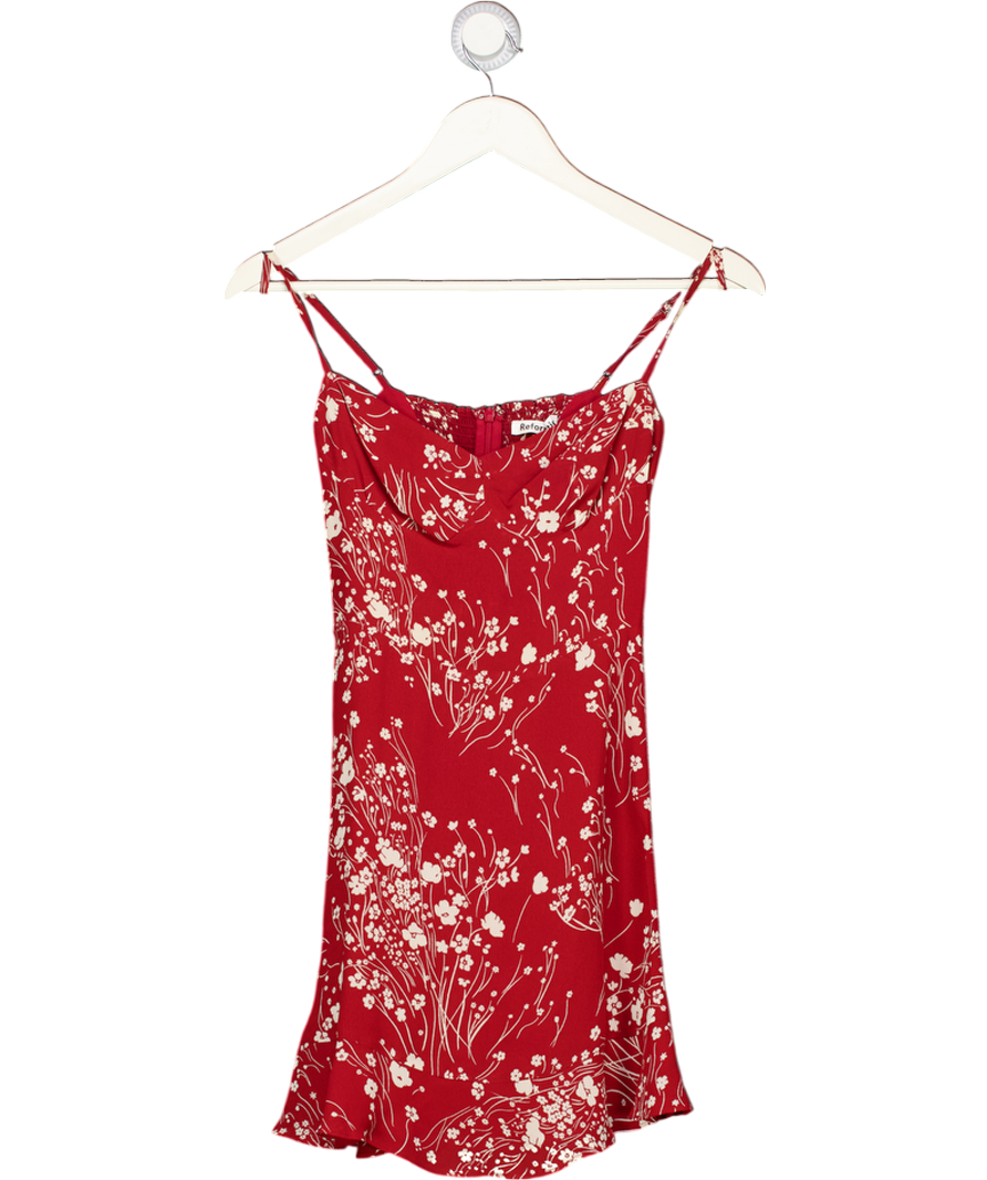 REFORMATION Dark Red Floral Mini Dress Sz0 UK 4