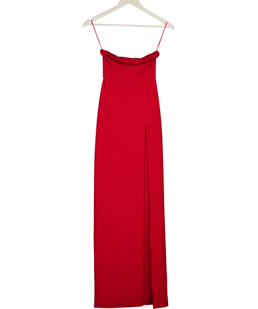 MESHKI Red Strapless Slinky Maxi Dress With Split UK XXS