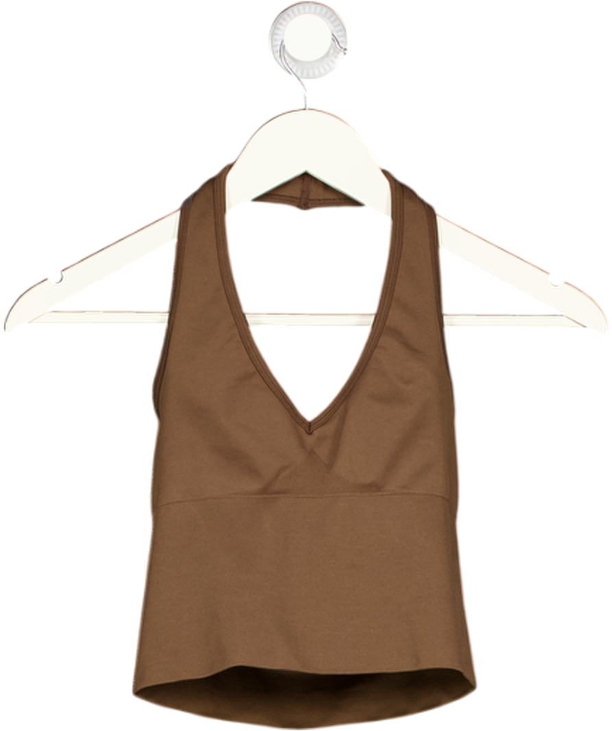 TALA Brown Sculpt Seamless Halter Tank UK S