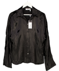 Weekday Black Benedict Satin Blouse UK M