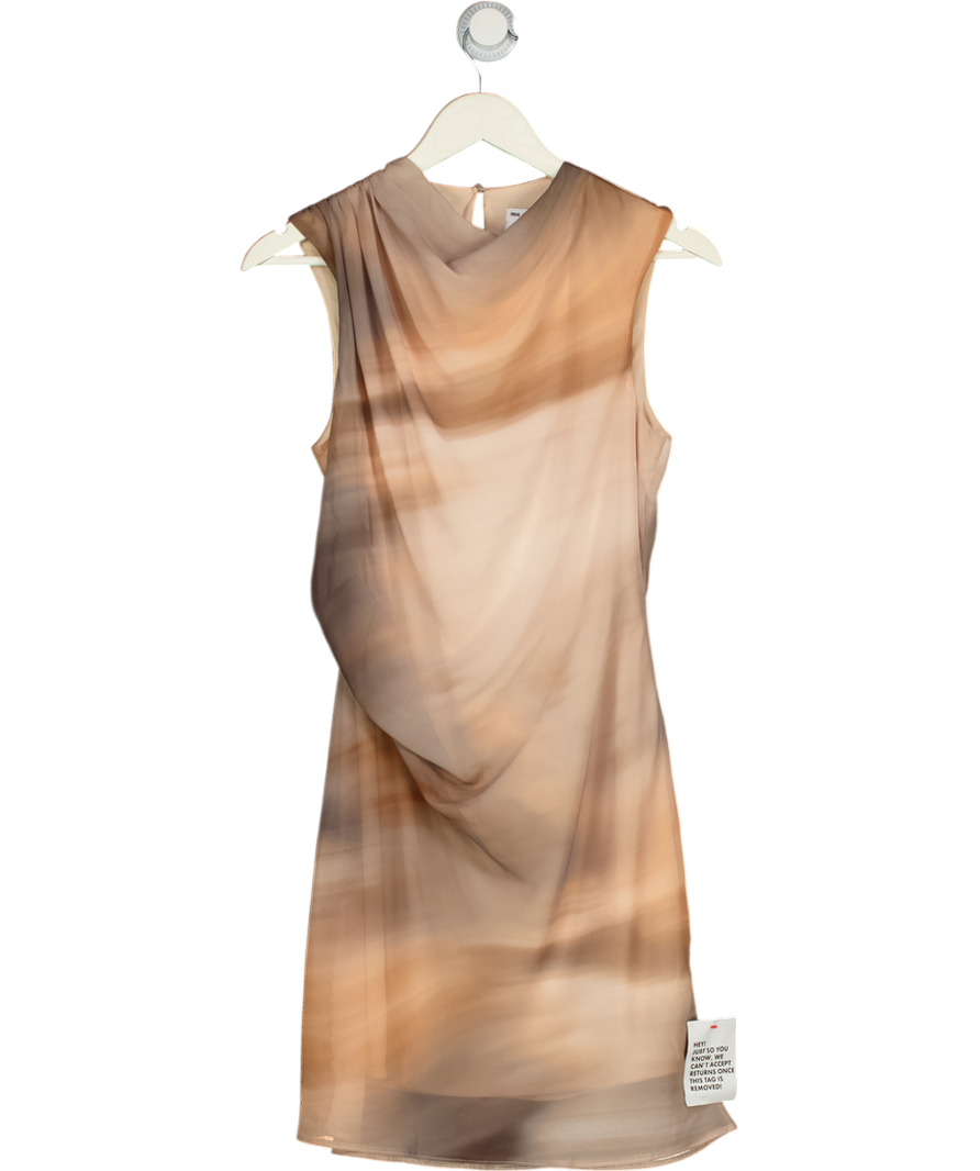 ASOS Brown Chiffon Mini Dress With Drape Detail UK 10
