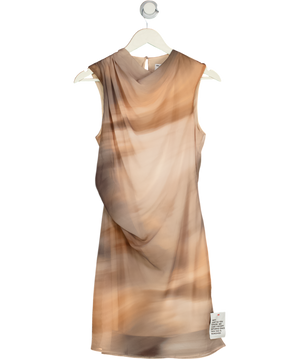 ASOS Brown Chiffon Mini Dress With Drape Detail UK 10