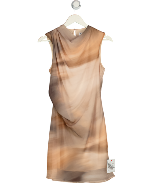 ASOS Brown Chiffon Mini Dress With Drape Detail UK 10