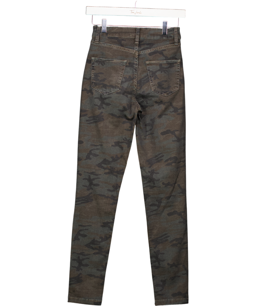 DONNA IDA Green Camo Print Rizzo The High Top Ankle Skinny Jeans W24
