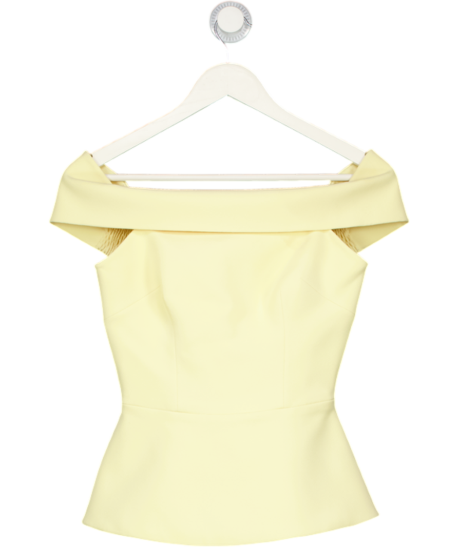 SAFIYAA Yellow Off The Shoulder Peplum Top UK 8