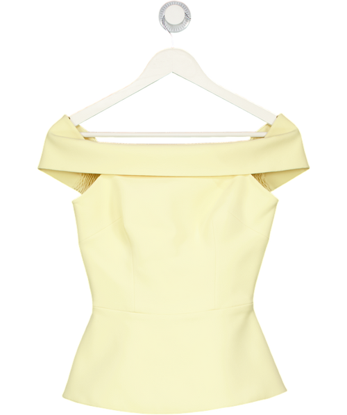 SAFIYAA Yellow Off The Shoulder Peplum Top UK 8