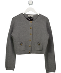 WAT THE BRAND Grey Ribbed Cardigan With Gold Button Detail UK XS/S