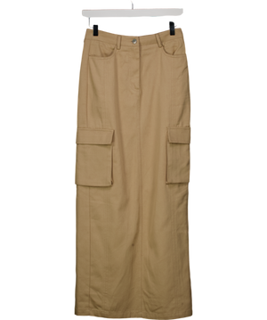 NA-KD Beige Cargo Style Maxi Skirt / Eu 34 UK 6
