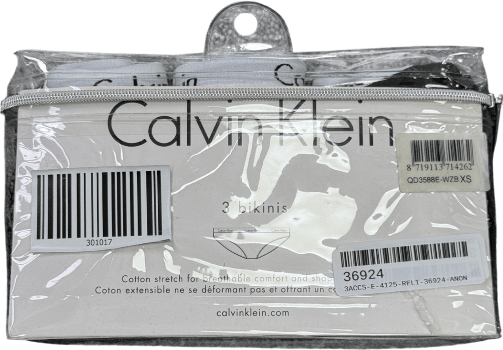 Calvin Klein Black Set. Of 3 Bikini Briefs - Back & White UK XS - Reliked