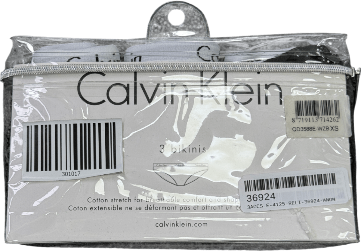 Calvin Klein Black Set. Of 3 Bikini Briefs - Back & White UK XS - Reliked
