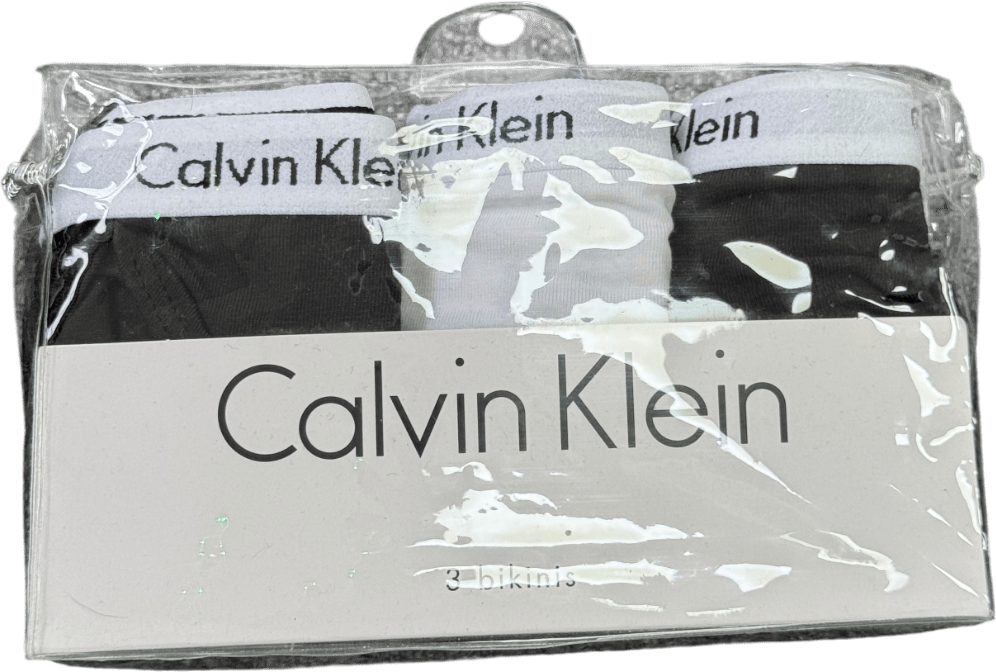 Calvin Klein Black Set. Of 3 Bikini Briefs - Back & White UK XS - Reliked
