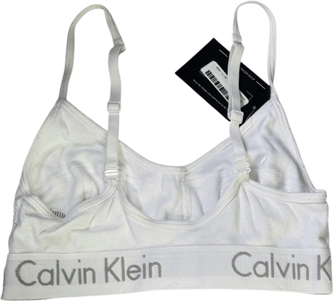 Calvin Klein White Cotton Bralette Lightly Lined UK M - Reliked
