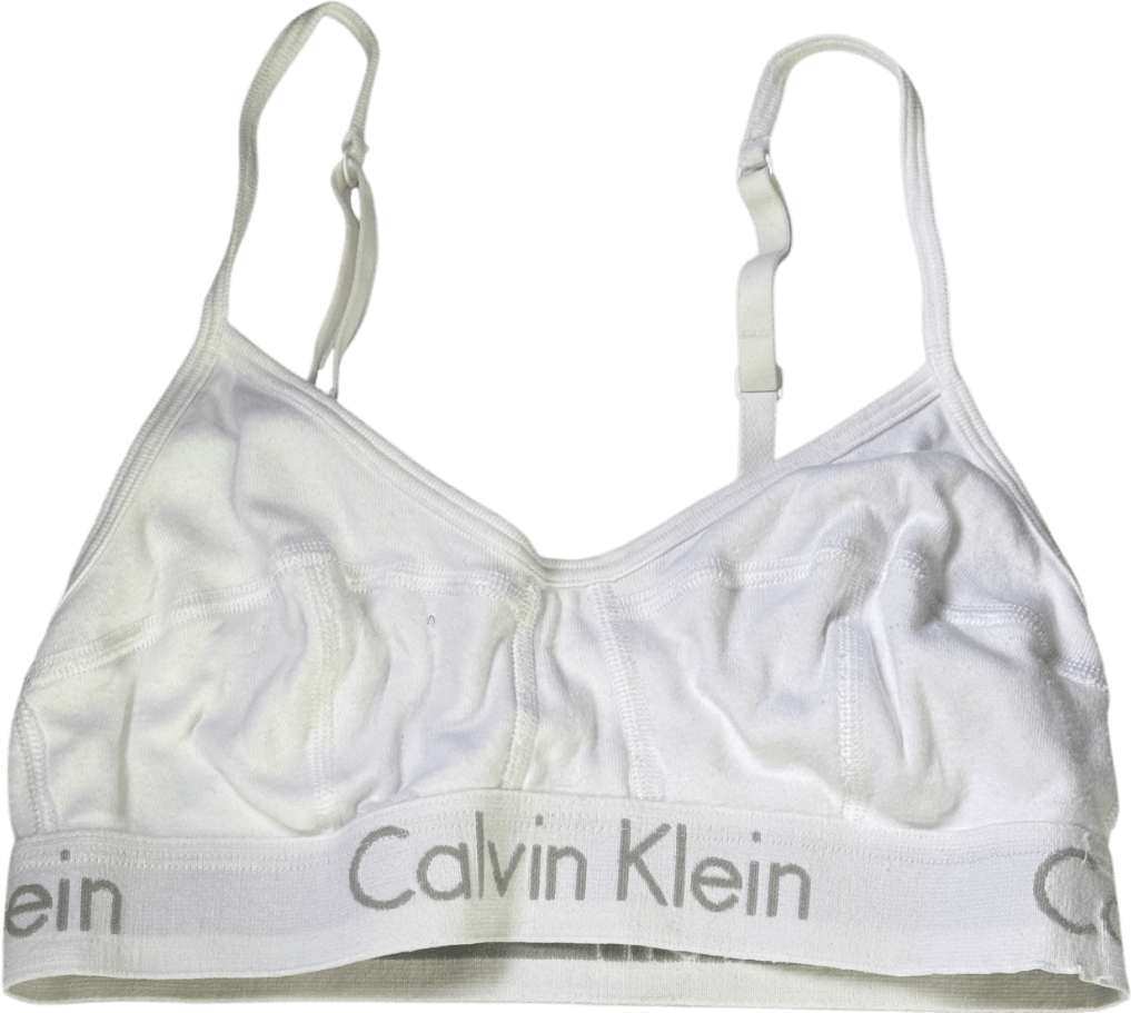 Calvin Klein White Cotton Bralette Lightly Lined UK M - Reliked