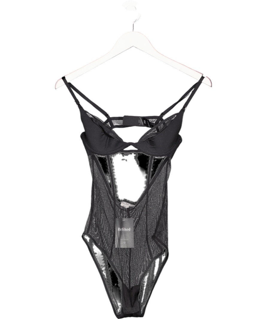 Calvin Klein X Nensi Dojaka Black Tulle Bodysuit Lingerie Piece UK S - Reliked
