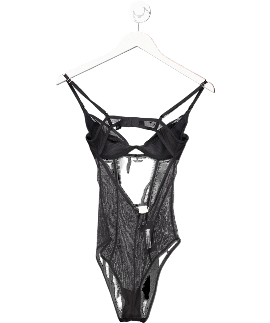 Calvin Klein X Nensi Dojaka Black Tulle Bodysuit Lingerie Piece UK S - Reliked