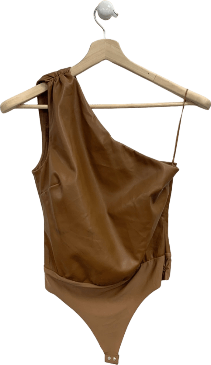 CAMI NYC Brown One - Shoulder Bodysuit UK S - Reliked
