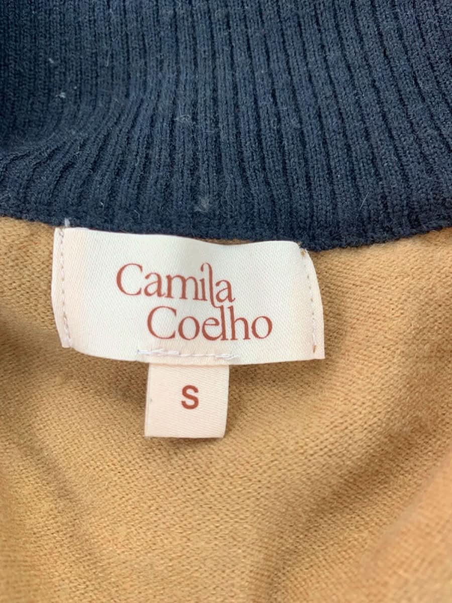 Camila Coelho Camel Cropped Zip - Up Sweater UK S - Reliked