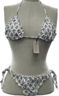 Camila Cream / Blue Print 2 - piece Bikini Set UK S - Reliked