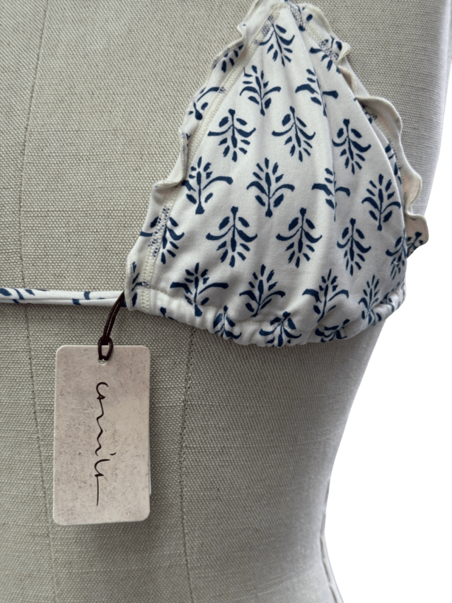 Camila Cream / Blue Print 2 - piece Bikini Set UK S - Reliked