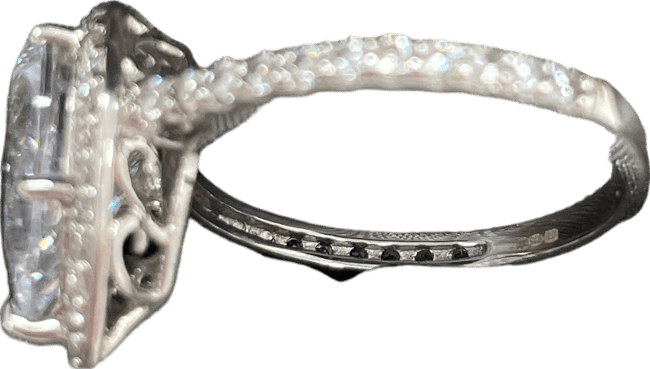 Carat London Luella Pear Borderset Ring White Gold Plated RING SIZE L - Reliked