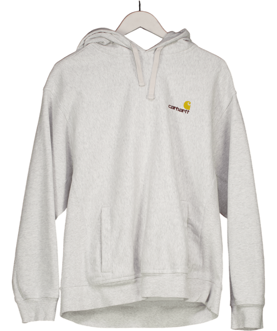 Carhartt Grey Hooded American Script Sweatshirt UK L - Reliked