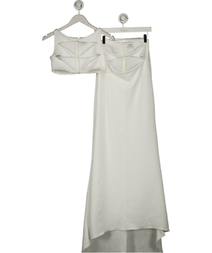 Caroline Bruce Bespoke White 2-piece Top And Maxi Skirt Set UK S