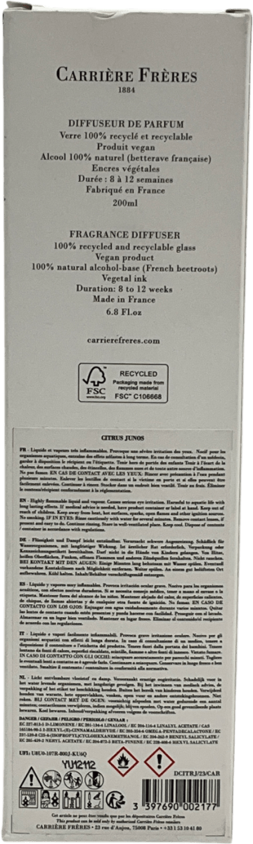 carriere freres Cream Citrus Junos Yuzu Diffuser Oil One Size - Reliked