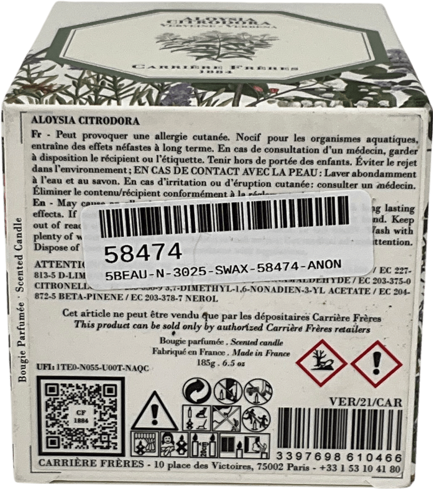 carriere freres White Aloysia Citrodora Verbena Scented Candle One Size - Reliked