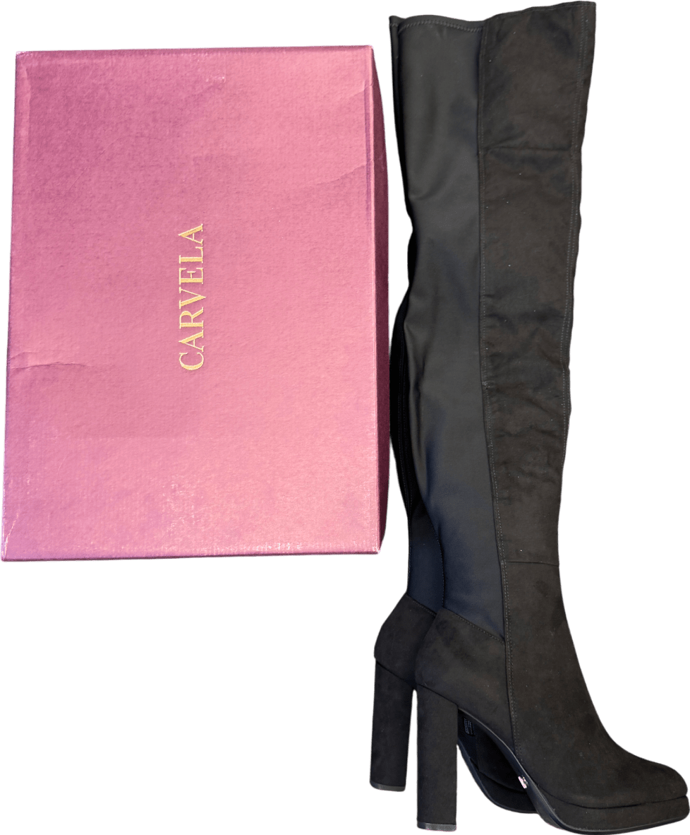 Carvela Black Microsuede Over The Knee Boots UK 4 EU 37 👠 - Reliked