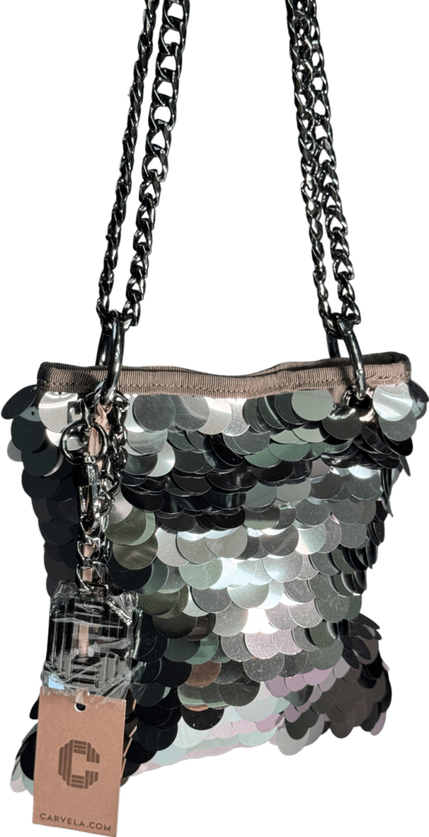Carvela Metallic Gunmetal Sequin Crossbody/ Shoulder Bag - Reliked