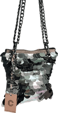 Carvela Metallic Gunmetal Sequin Crossbody/ Shoulder Bag - Reliked