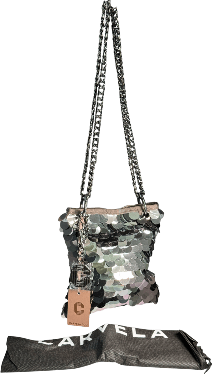 Carvela Metallic Gunmetal Sequin Crossbody/ Shoulder Bag - Reliked