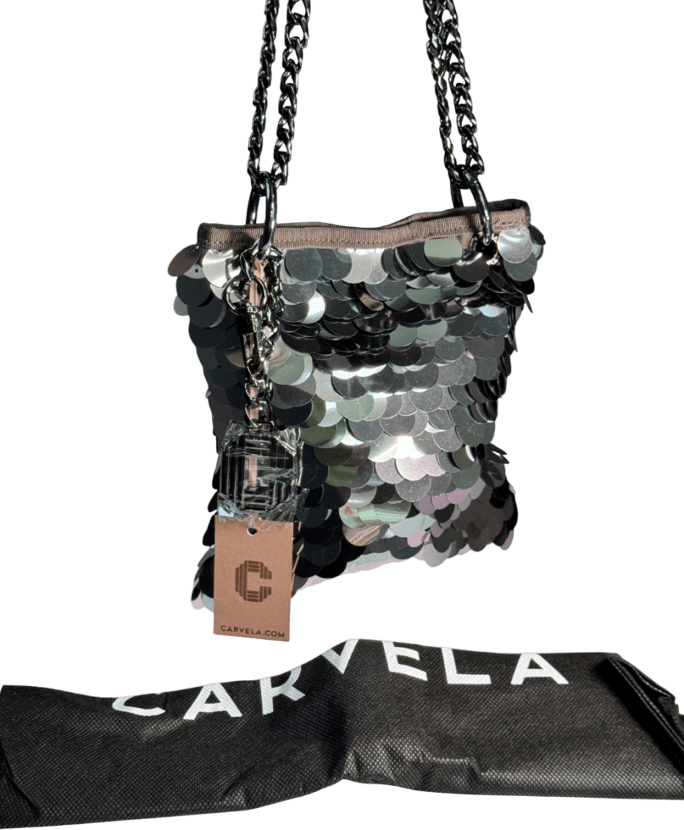 Carvela Metallic Gunmetal Sequin Crossbody/ Shoulder Bag - Reliked
