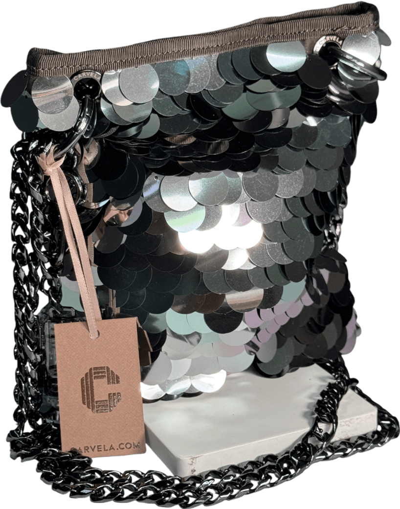 Carvela Metallic Gunmetal Sequin Crossbody/ Shoulder Bag - Reliked