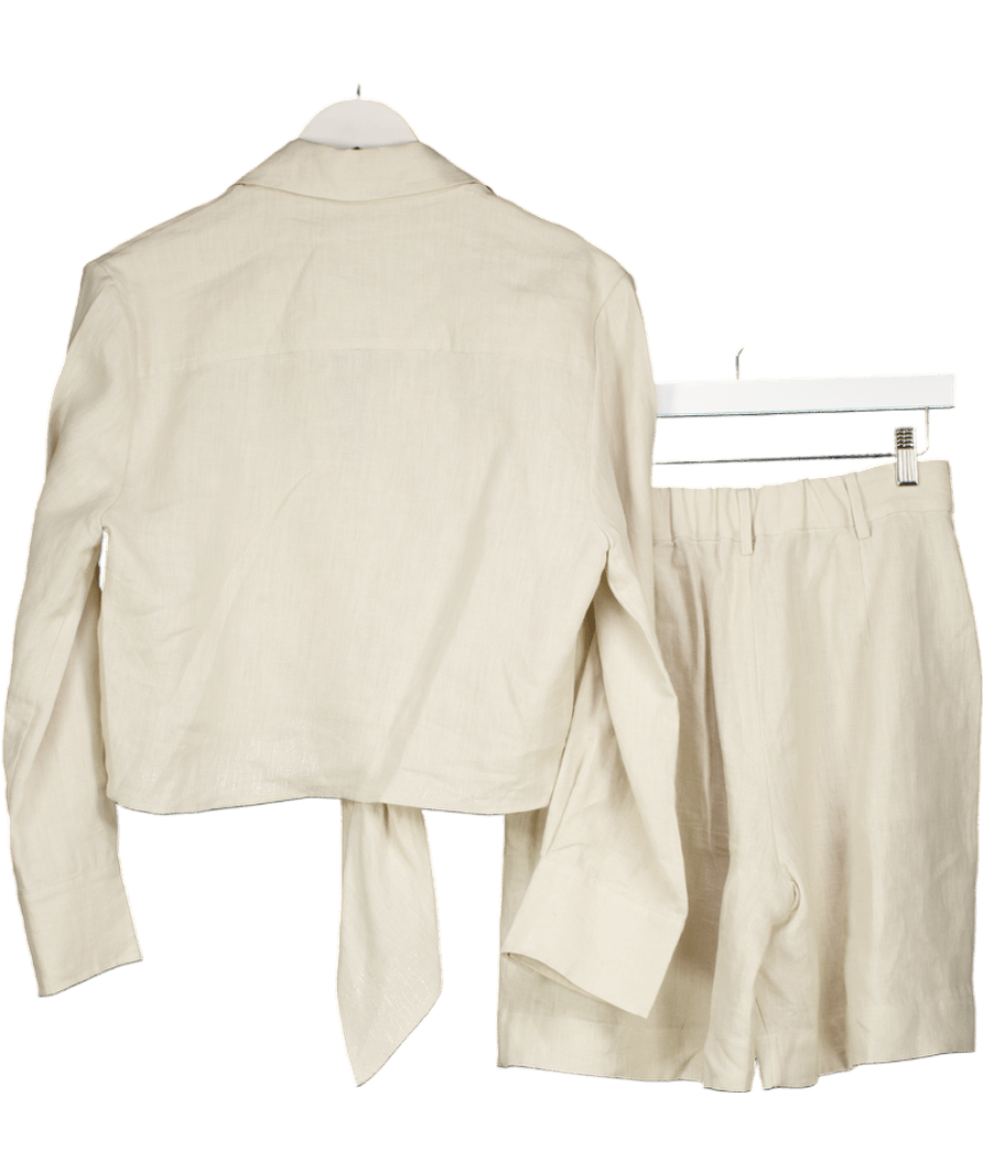 Casa Raki Beige 2 - piece Natural Anabela Linen Shirt And Shorts Co - ord UK S - Reliked