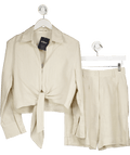 Casa Raki Beige 2 - piece Natural Anabela Linen Shirt And Shorts Co - ord UK S - Reliked