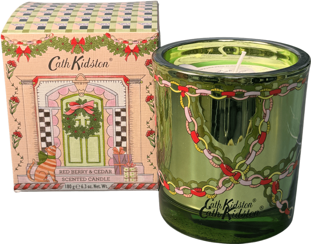 Cath Kidson A Doll's House Festive Glass Candle In Carton 180g - Reliked