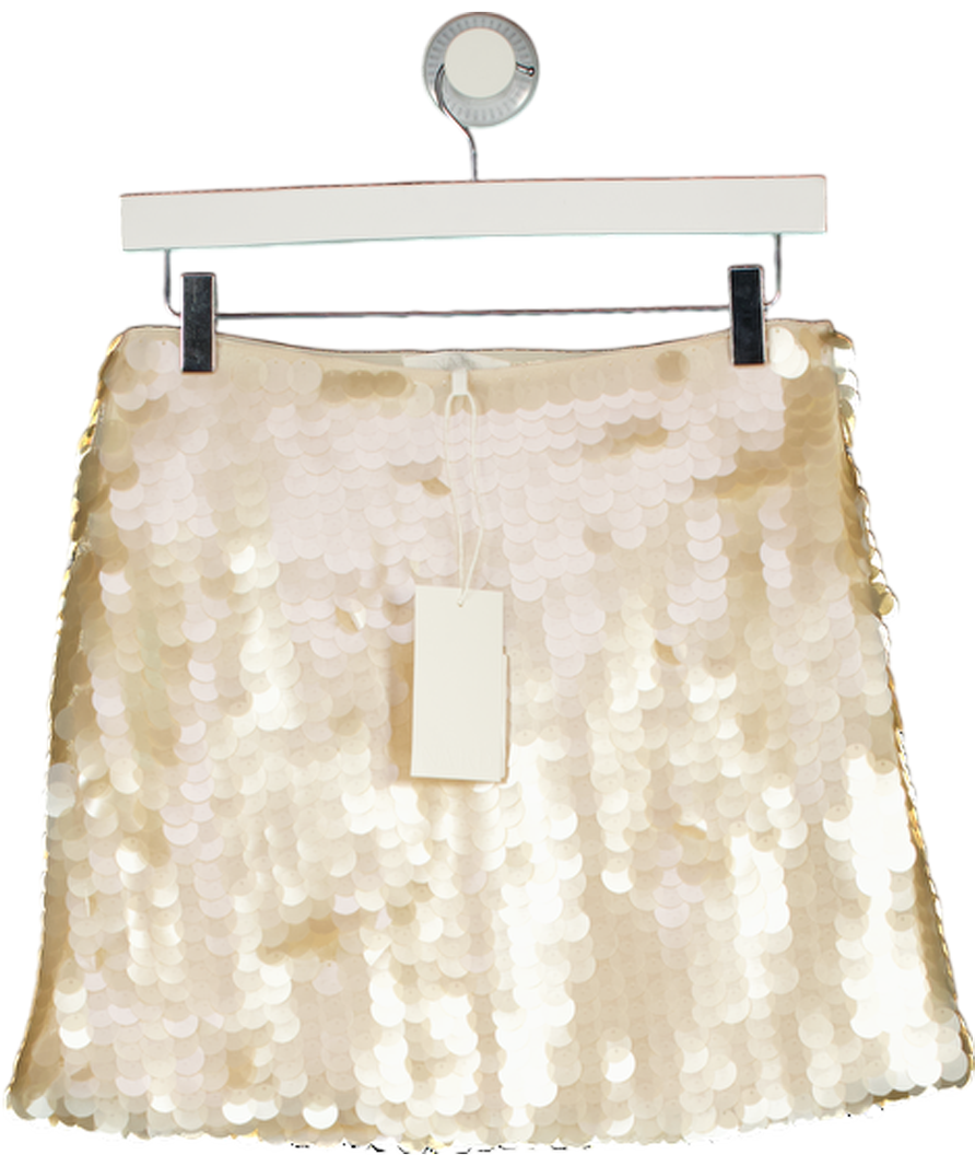 NA-KD Cream Mini Skirt With Sequins UK 6