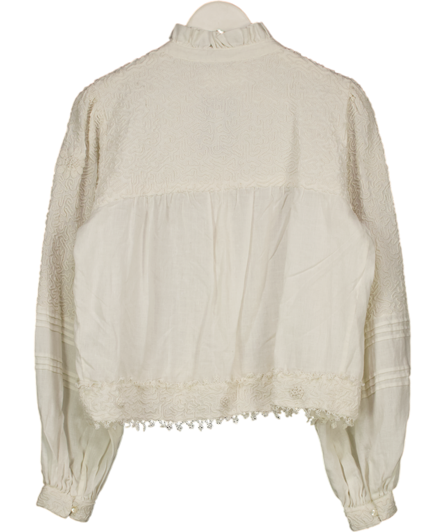 Skall White Lace Inset Blouse UK M