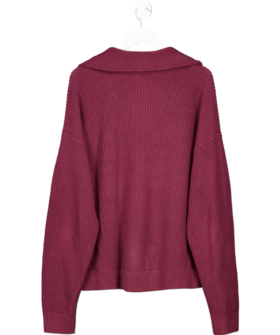Weekday Red Oversized Fit Half Zip Sweatshirt UK L