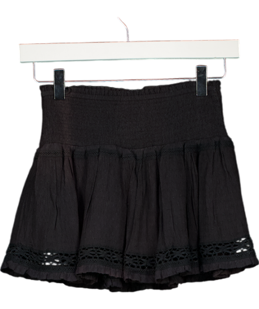 SUPERDRY Black Shirred Waist Alana Mini Skirt UK XXS