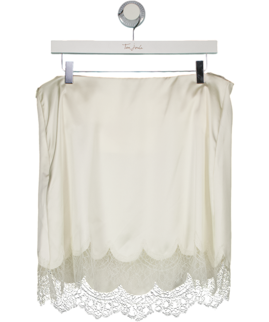 ZARA Cream Satin Bandeau Top With Lace UK L