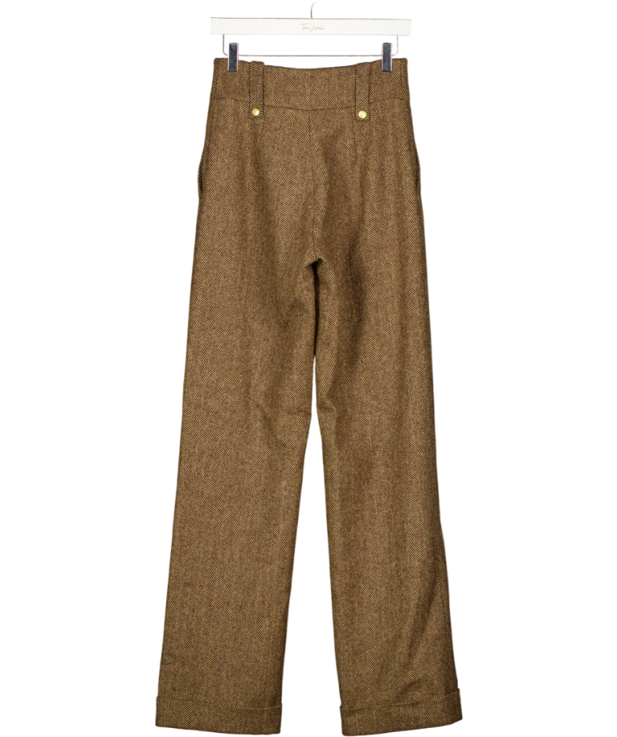 HOLLAND COOPER High Waisted Wide Leg Trouser - Brown Herringbone UK 8