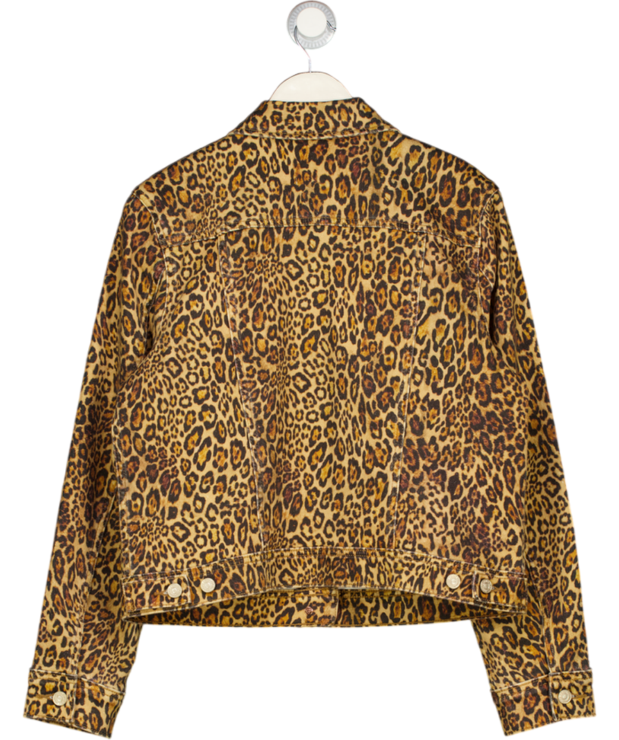 7 FOR ALL MANKIND Brown Leopard Classic Trucker Denim Jacket UK L