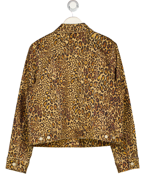 7 FOR ALL MANKIND Brown Leopard Classic Trucker Denim Jacket UK L
