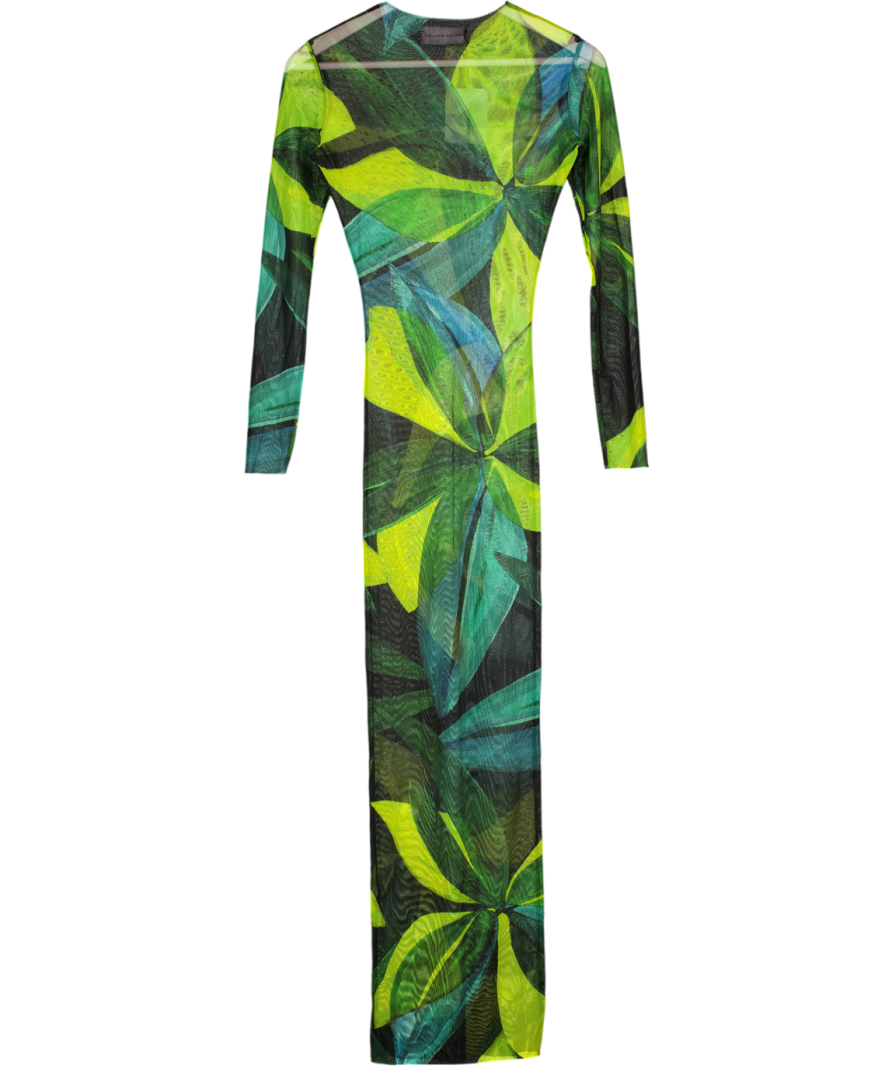 LOUISA BALLOU Multicoloured Sheer All-over Graphic-print Dress UK S
